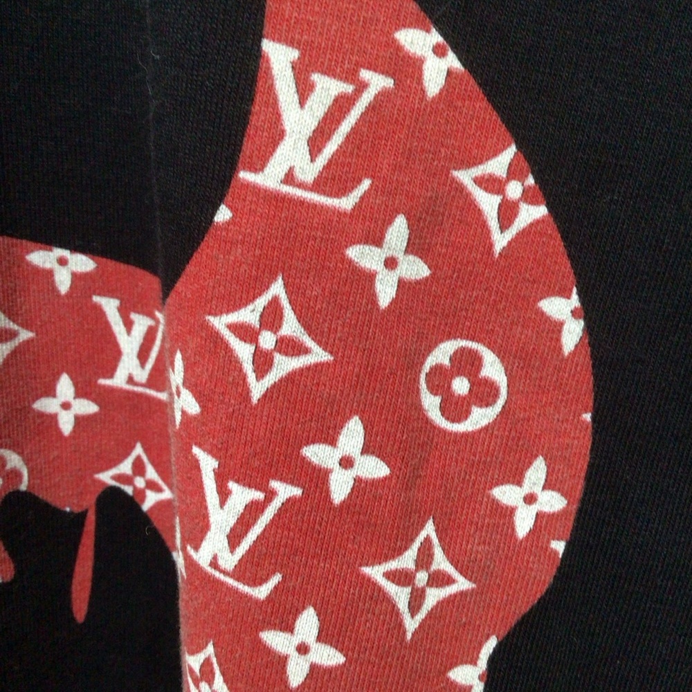 Louis Vuitton black logo women tunic top Supreme cotton, sz L - Picture 7 of 15